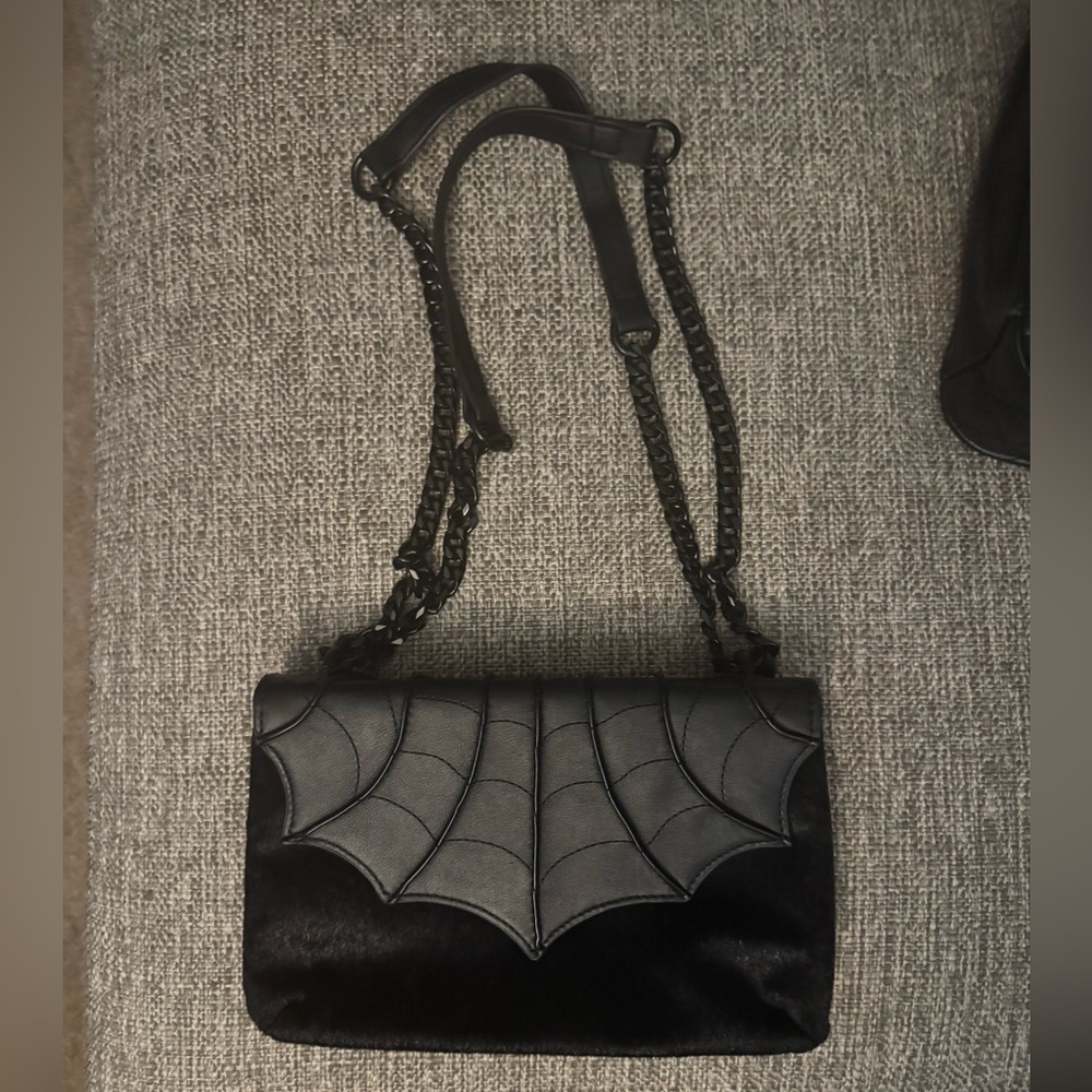 KILLSTAR Black Spider Web Design Shoulder Bag